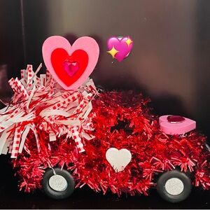 Handcrafted Valentine's Day Red Truck Decoration